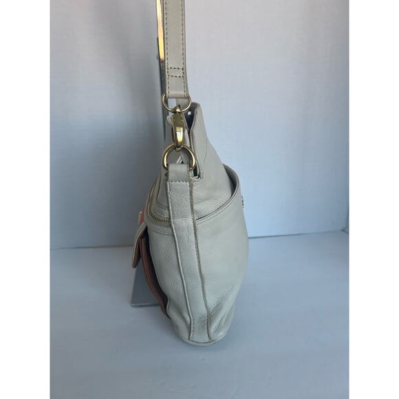 EMMA FOX Crossbody Pebble Cream Orange Pebble Leather Shoulder Bag Purse - Picture 3 of 15